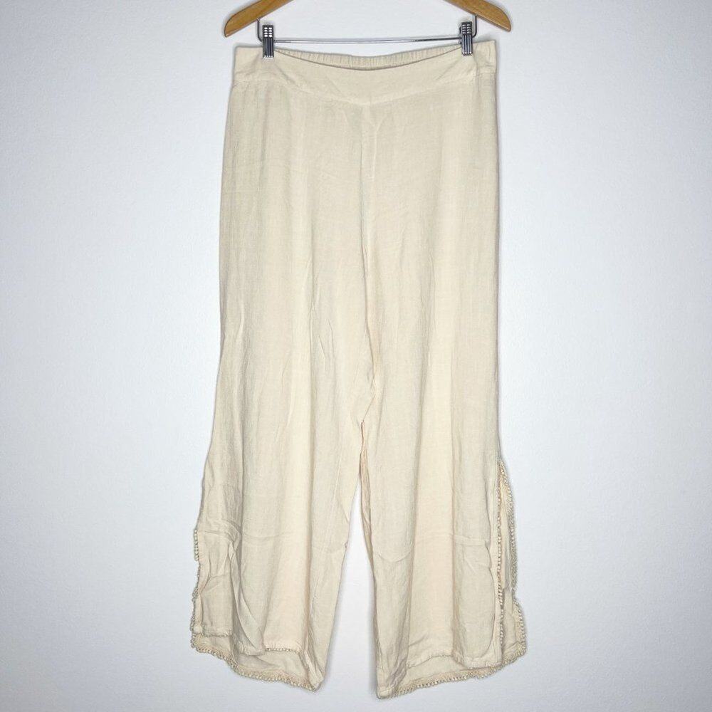 Soft Surroundings Summer Breeze Wide Leg Boho Beach Indie Hippie Minimal Linen M
